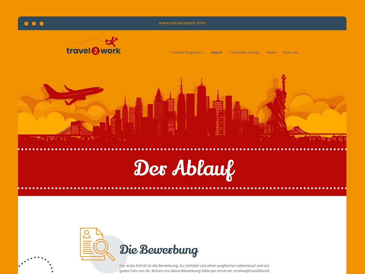 Travel2Work Webdesign Ablauf