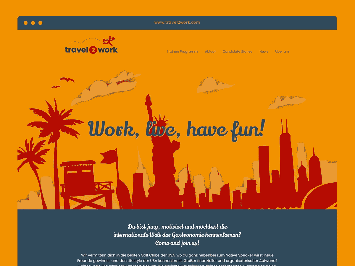 Travel2Work Webseite